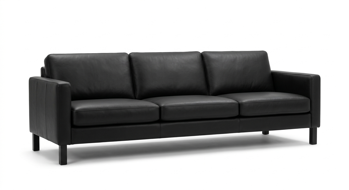 Minimalistische leren 3-zitsbank