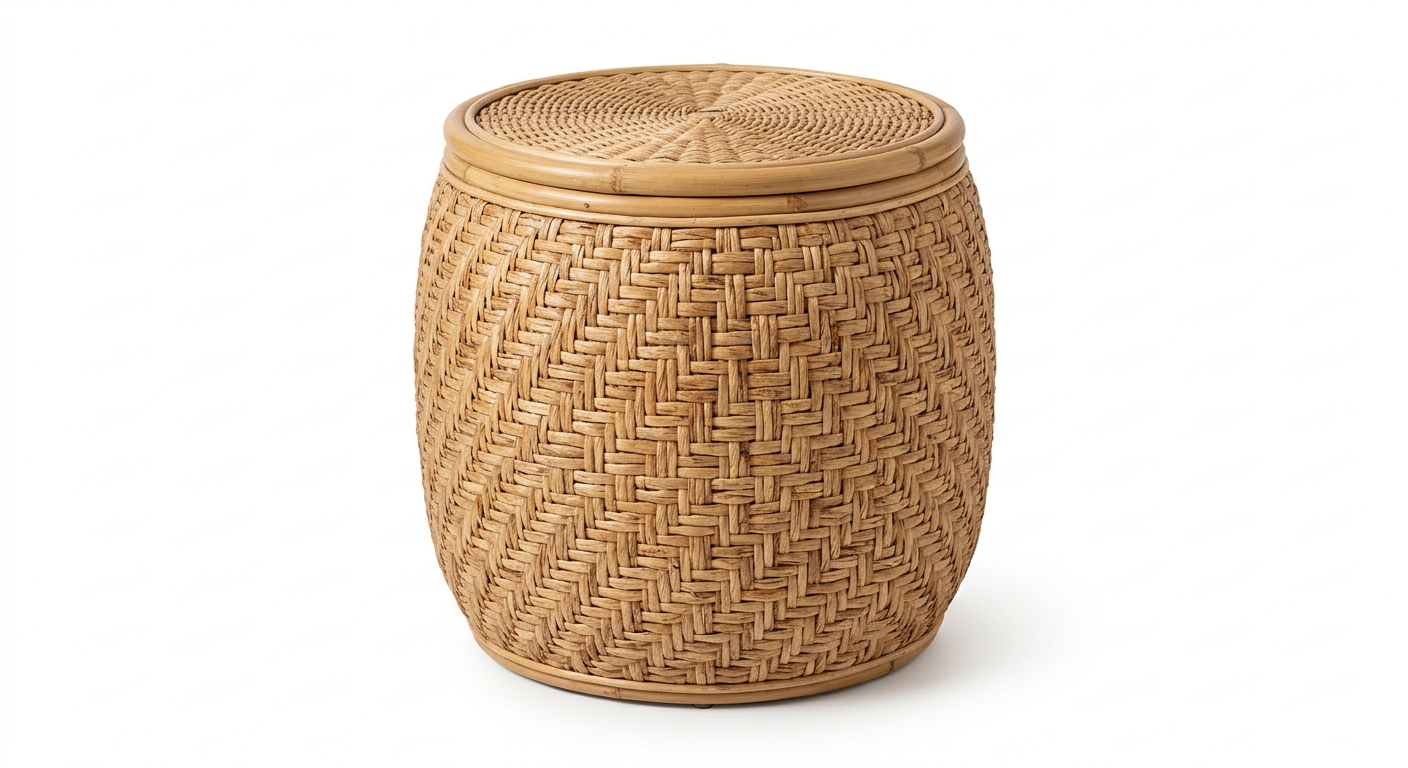 Warme beige rotan bijzettafel