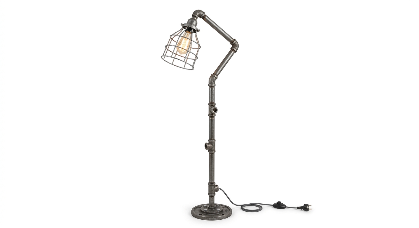 Industriële grijze vloerlamp