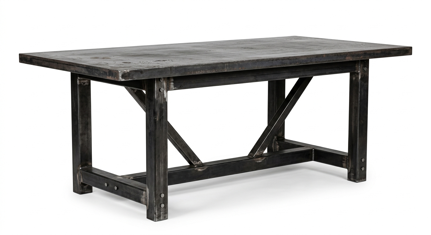 Industriële metalen eettafel